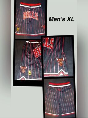 Chicago Bulls Black & Red Retro 1997-1998 Season Throwback NBA Basketball Shorts